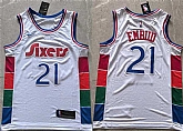 Men's Philadelphia 76ers #21 Joel Embiid White 2024 25 City Edition Stitched Jersey,baseball caps,new era cap wholesale,wholesale hats